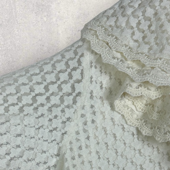 Sezane Stessy Blouse Ecru Top Size 46 French‎ US 14 Ruffle Lace Romantic Minimal - Picture 6 of 15